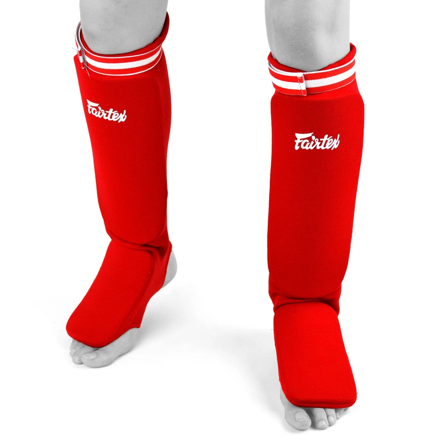 Fairtex Elastic Competition Shin Pads Red - Stone Fight Shop