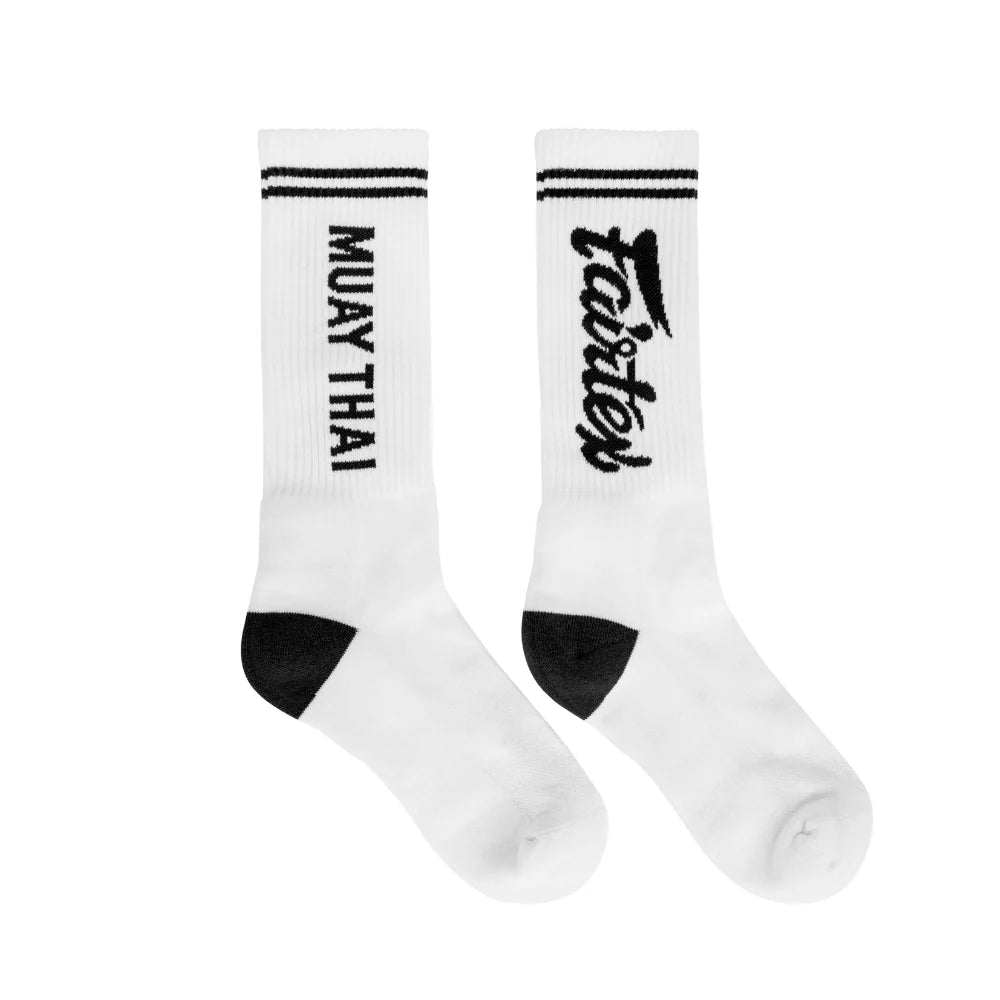 Fairtex Sports Socks White - Black - Stone Fight Shop