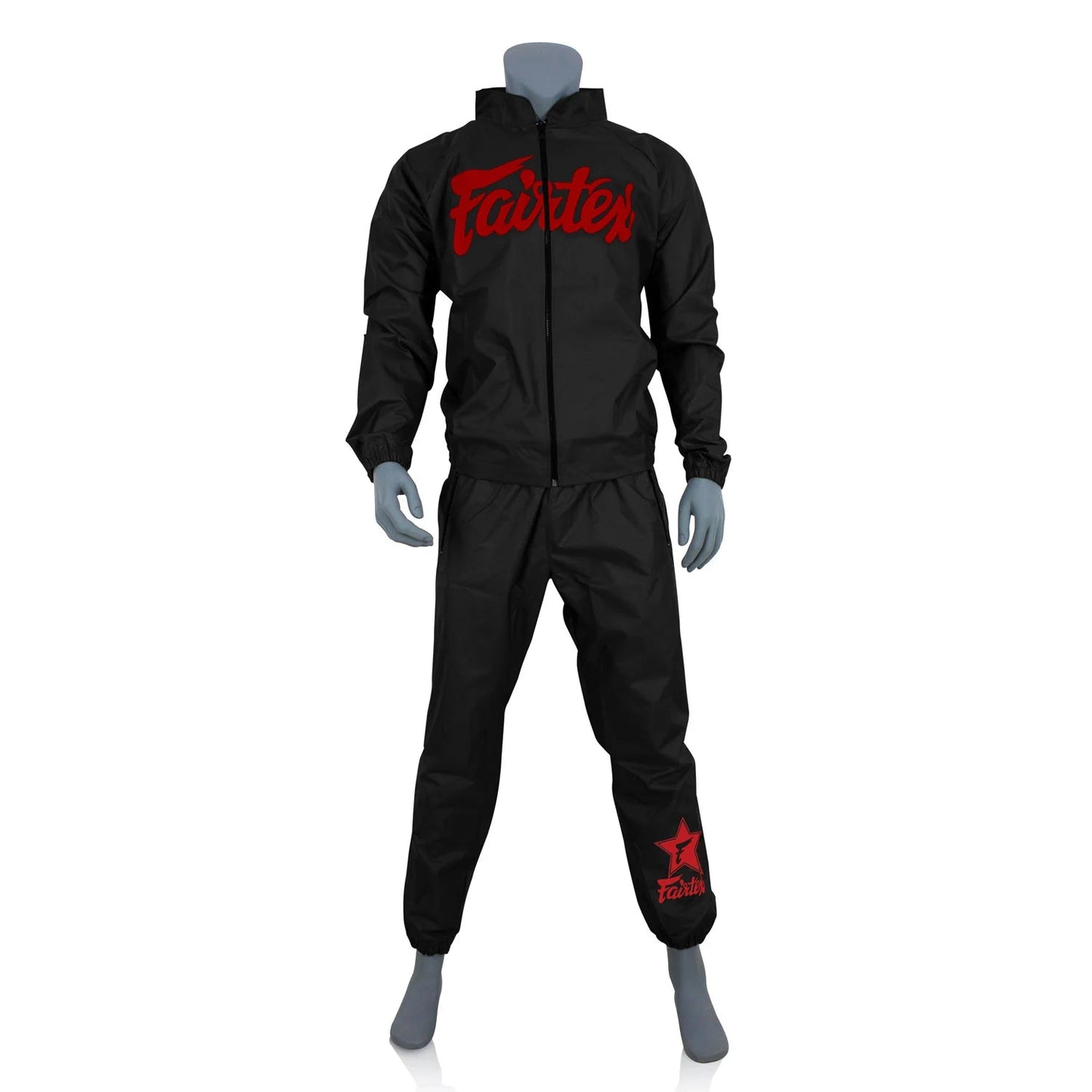 Fairtex Vinyl Sweatsuit Black - Red - Stone Fight Shop