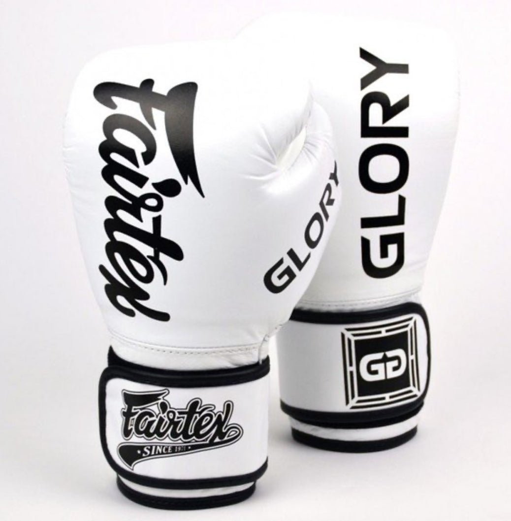 Fairtex X Glory Velcro Boxing Gloves - White - Stone Fight Shop