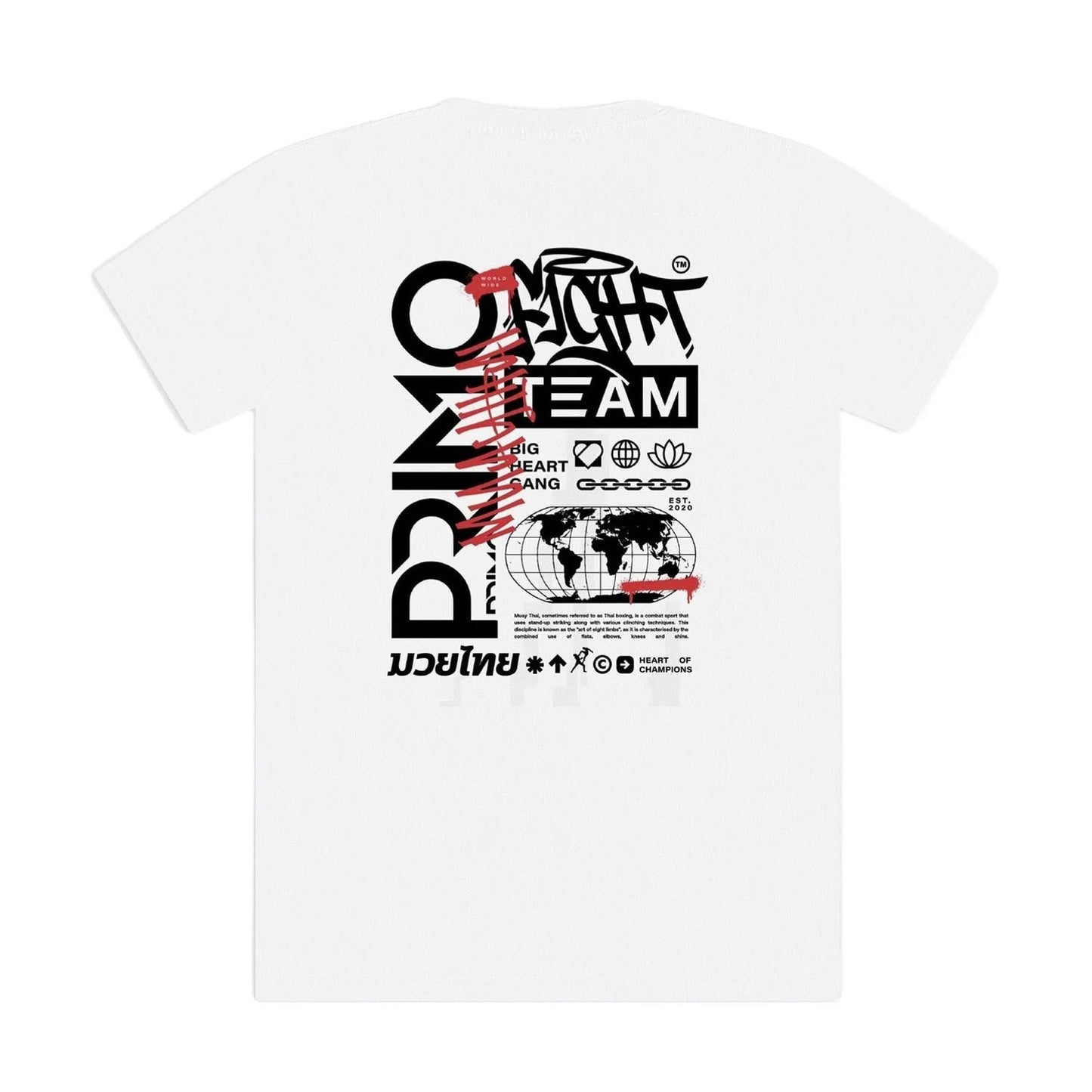 Primo Fight Team Cotton T-Shirt - White - Stone Fight Shop