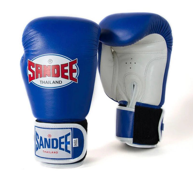 Sandee Authentic Velcro 2 Tone Boxing Gloves - Blue & White - Stone Fight Shop