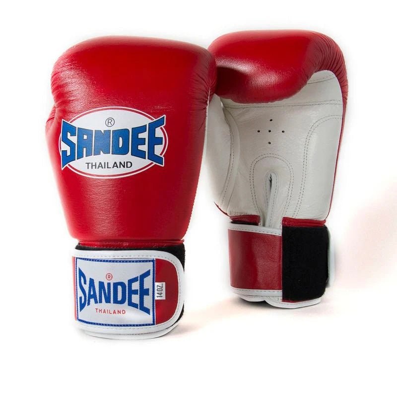 Sandee Authentic Velcro 2 Tone Boxing Gloves - Red & White - Stone Fight Shop