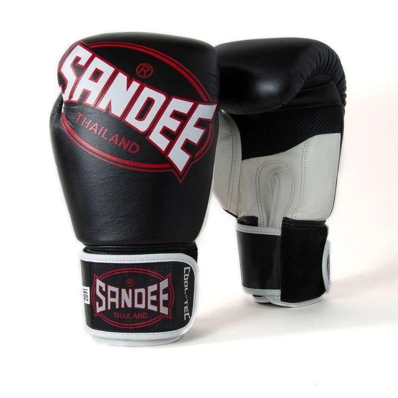Sandee Cool - Tec Velcro 3 Tone Boxing Gloves - Black, White & Red - Stone Fight Shop