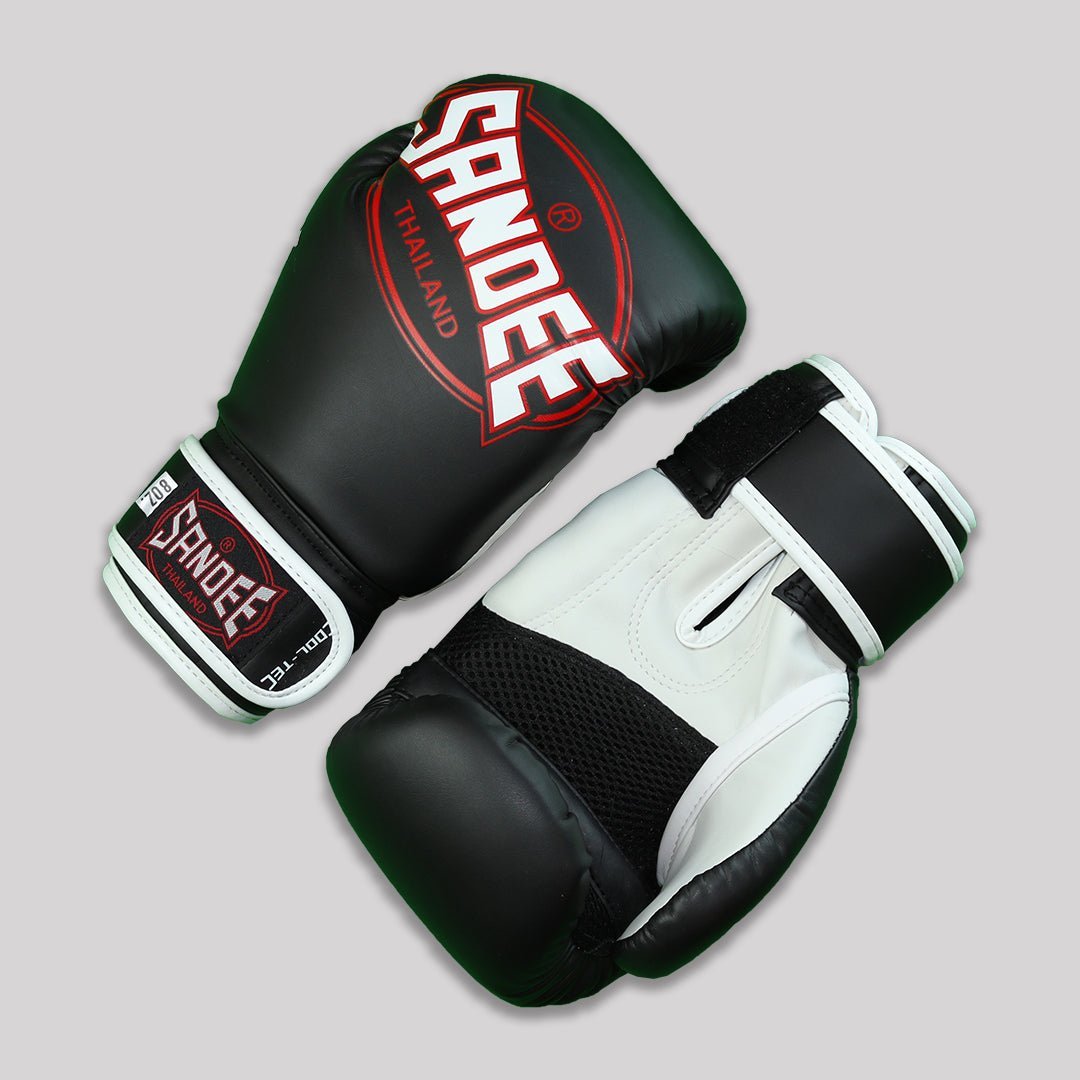 Sandee Cool - Tec Velcro Synthetic Leather Boxing Gloves - Black - Stone Fight Shop