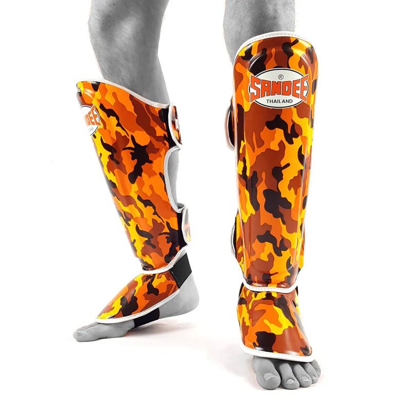 Sandee Kids Camo Boot Shinguards - Orange & White - Stone Fight Shop