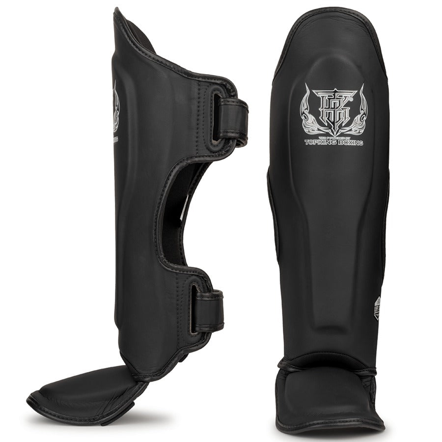 Top King Kids Black Muay Thai Shin Guards - Stone Fight Shop