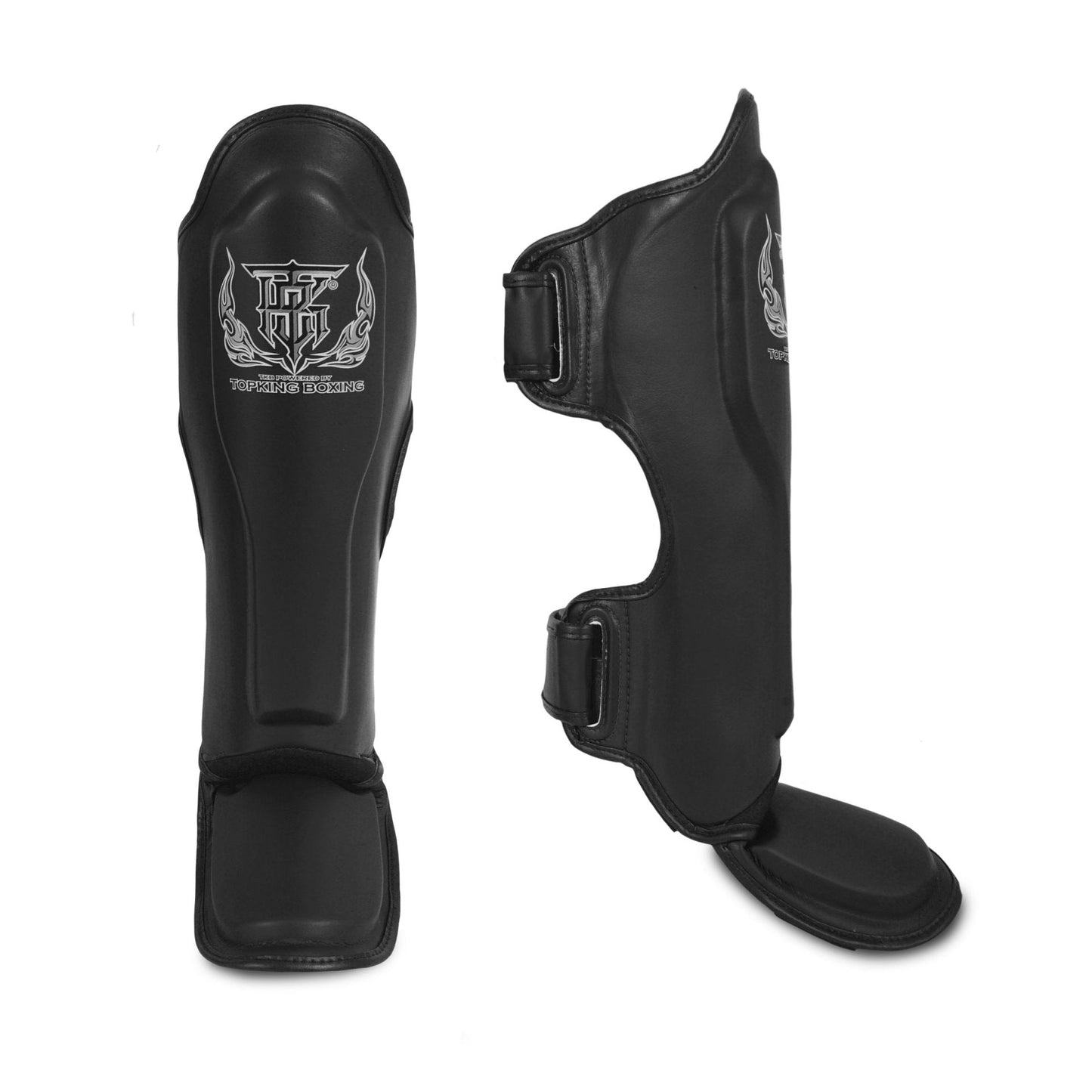 Top King Shin Guards Black ‘Pro’ Genuine Leather - Stone Fight Shop