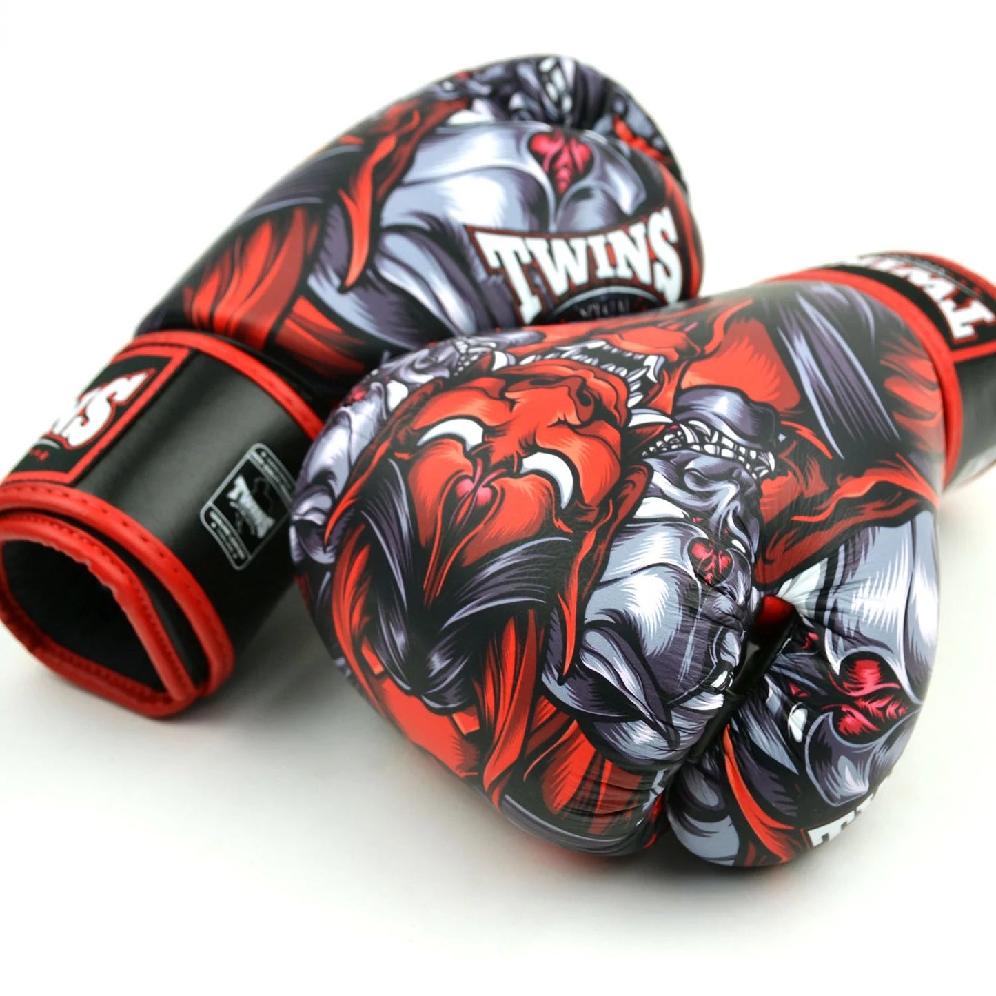 Twins Kabuki Boxing Gloves Black - Red - Stone Fight Shop