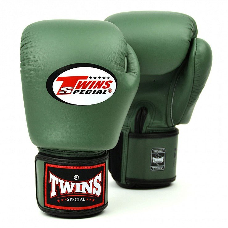 Twins Olive Green Velcro Boxing Gloves - Stone Fight Shop