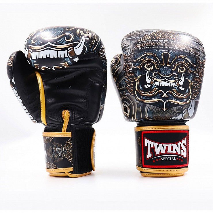 Twins Yakthai Boxing Gloves Black - Gold - Stone Fight Shop