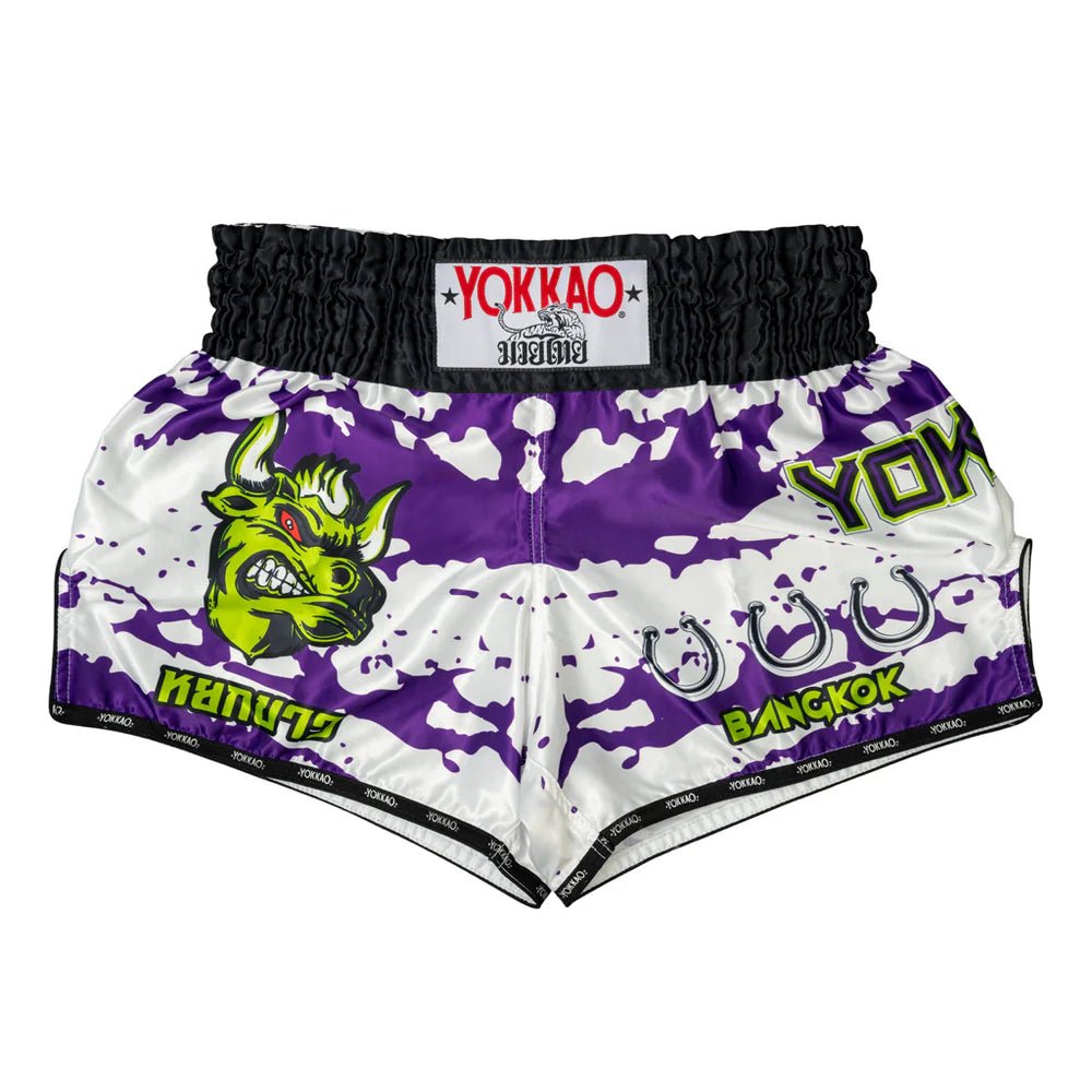 Yokkao Angry Bull Muay Thai Shorts - White - Stone Fight Shop