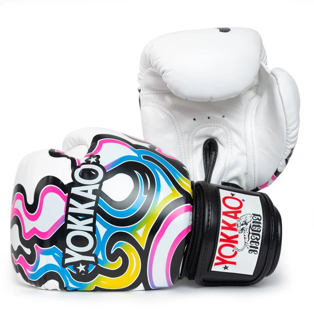 Yokkao Flames Boxing Gloves - White - Stone Fight Shop