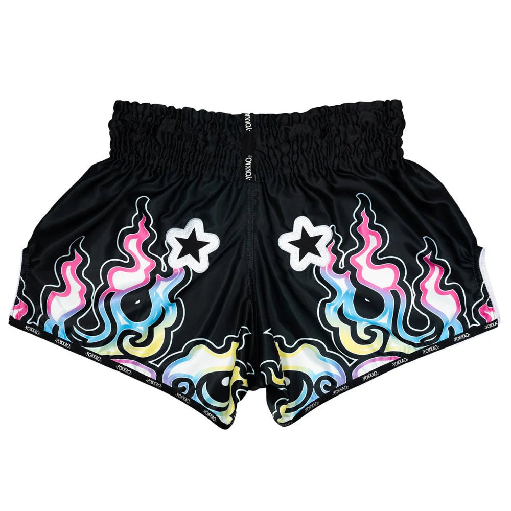 Yokkao Flames Muay Thai Shorts - Black - Stone Fight Shop
