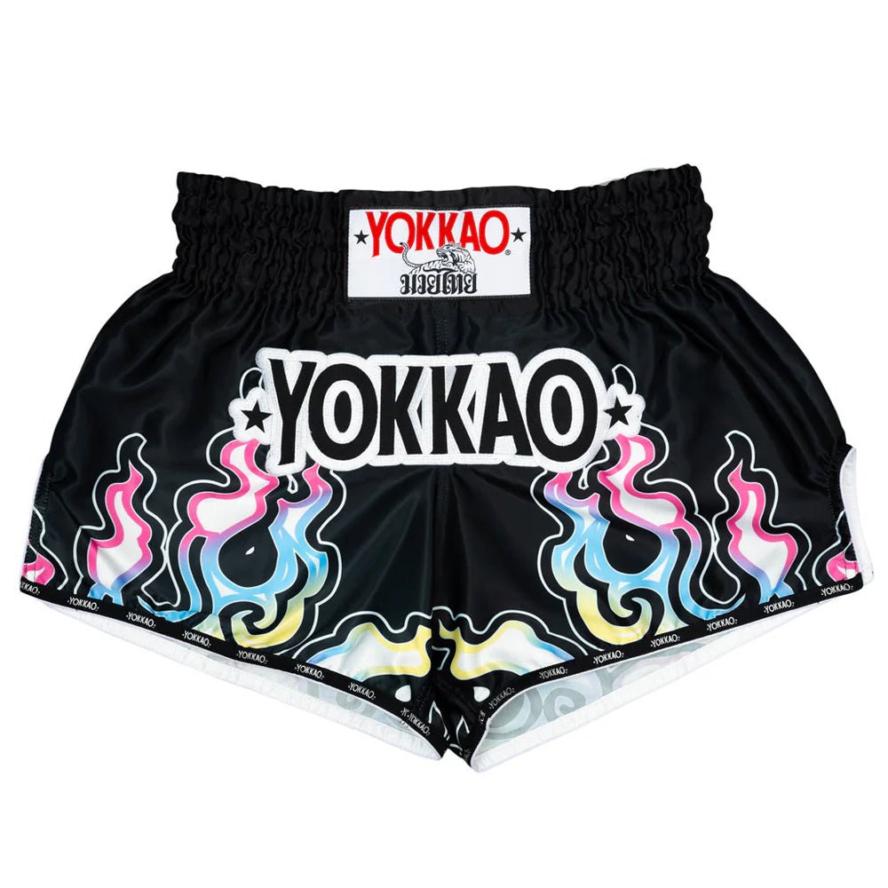 Yokkao Flames Muay Thai Shorts - Black - Stone Fight Shop