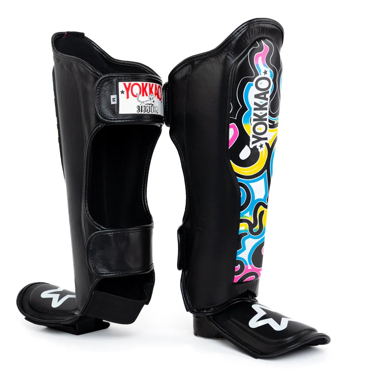 Yokkao Flames Shin Guards - Black - Stone Fight Shop