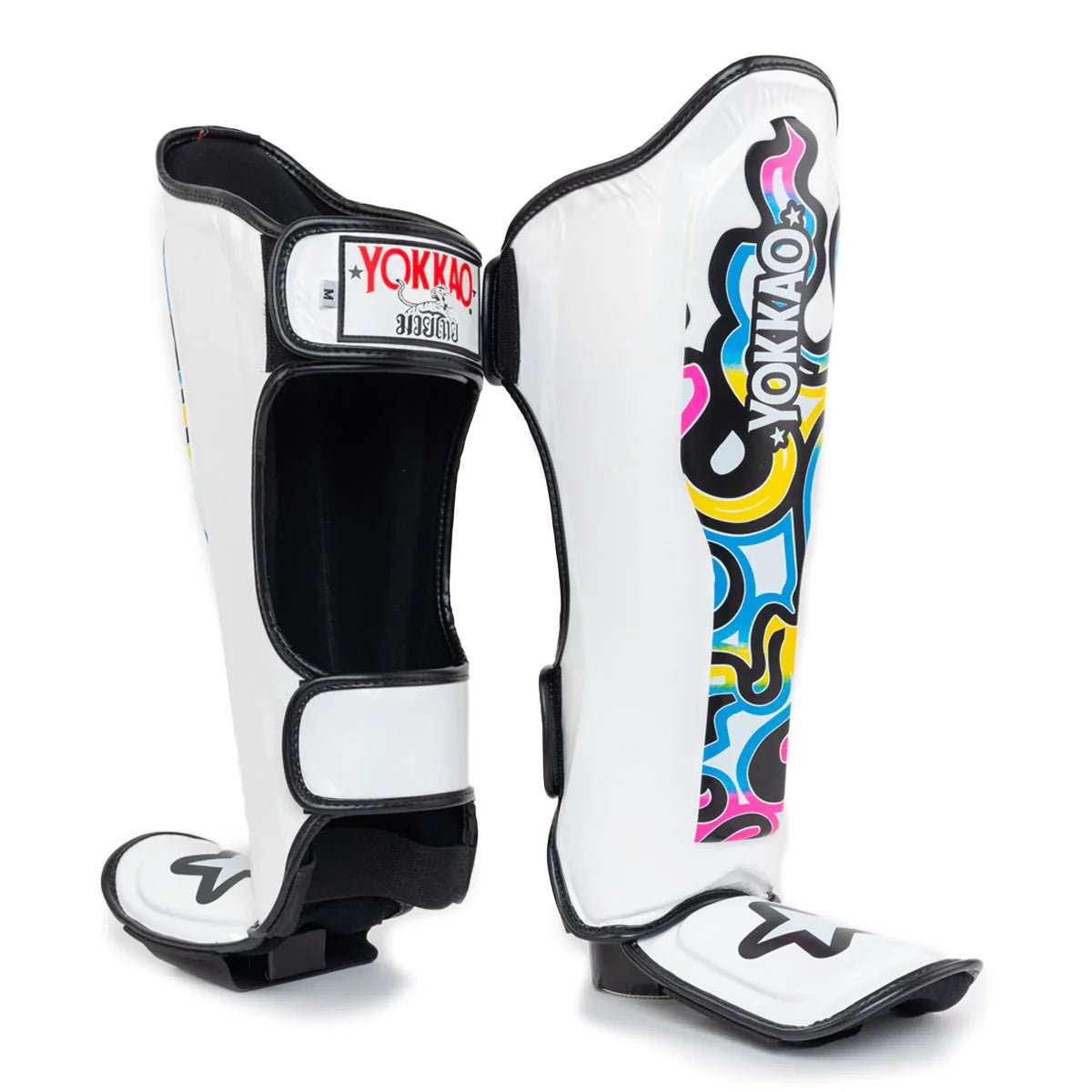 Yokkao Flames Shin Guards - White - Stone Fight Shop