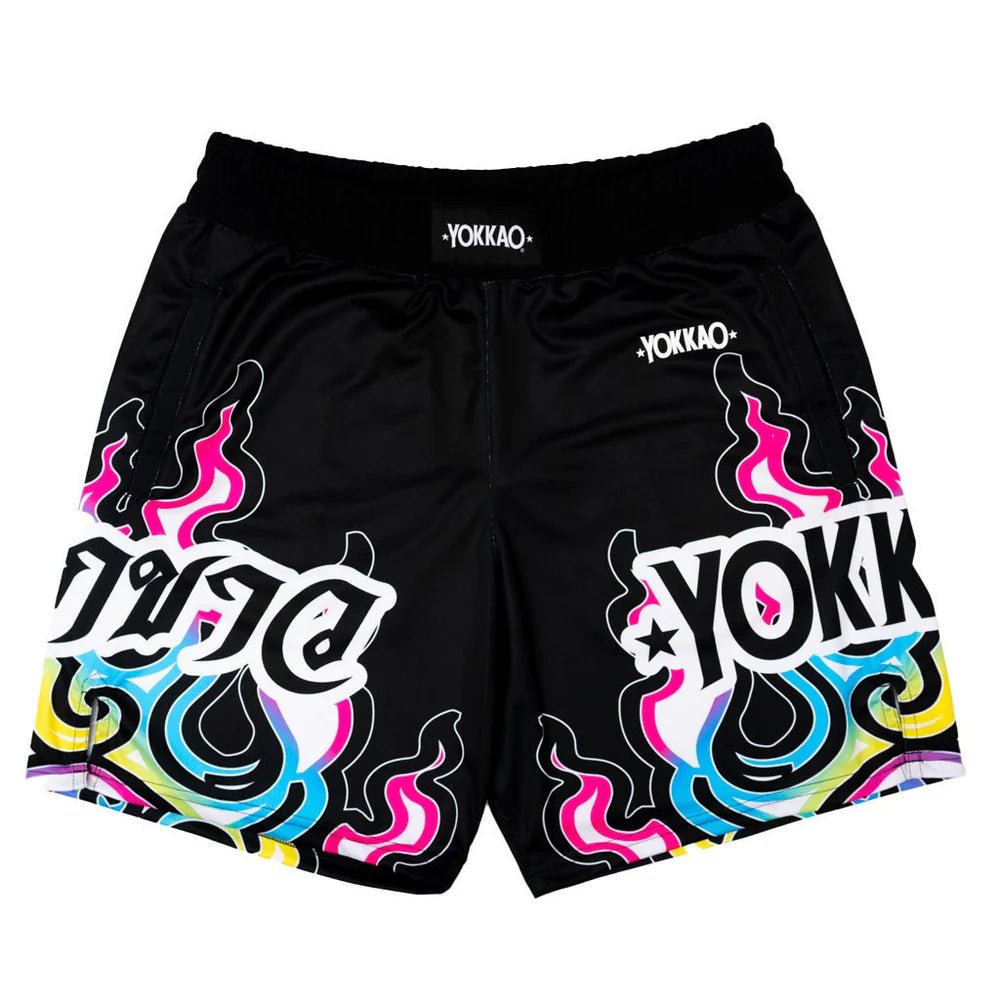Yokkao Flames Workout Shorts - Black - Stone Fight Shop