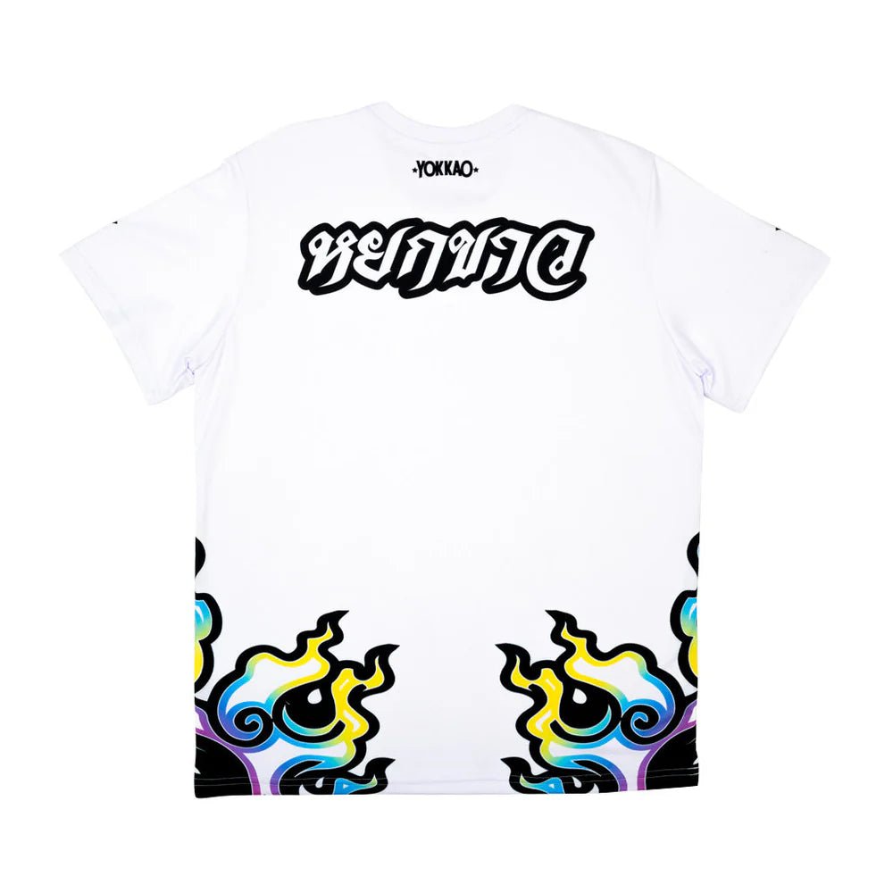 Yokkao Flames Workout T-Shirt - White - Stone Fight Shop