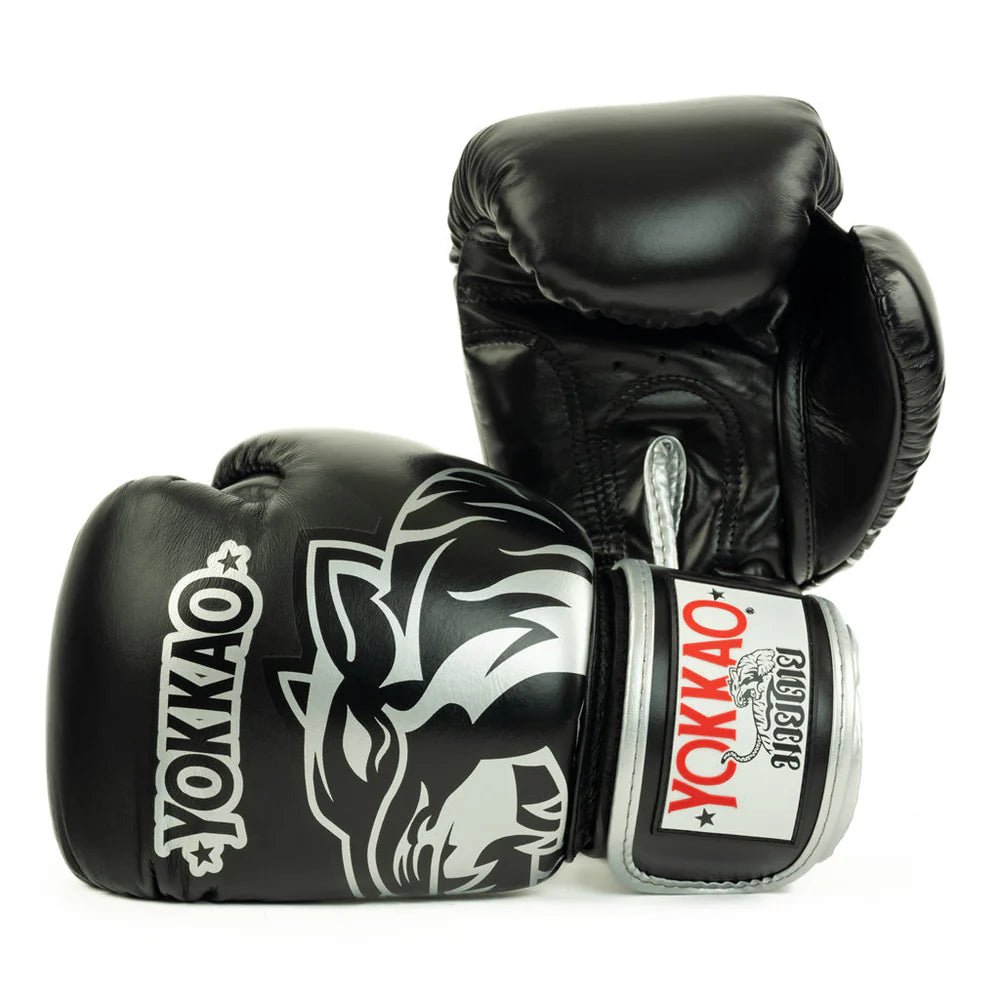 Yokkao Original Boxing Gloves Silver - Absolute Black - Stone Fight Shop