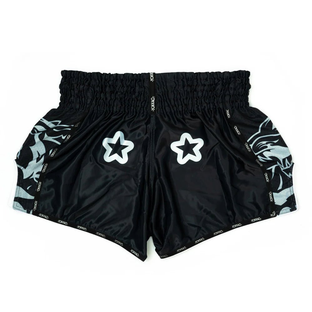 Yokkao Original Muay Thai Shorts Silver - Black - Stone Fight Shop