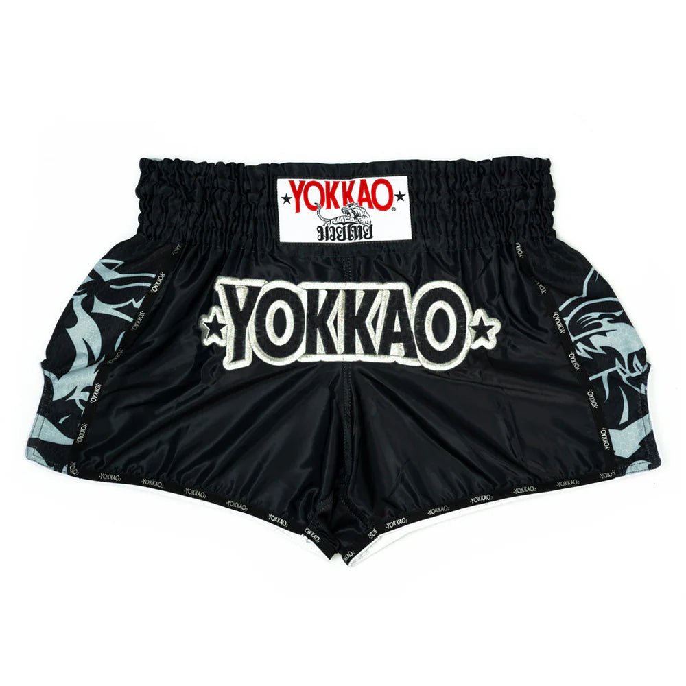 Yokkao Original Muay Thai Shorts Silver - Black - Stone Fight Shop