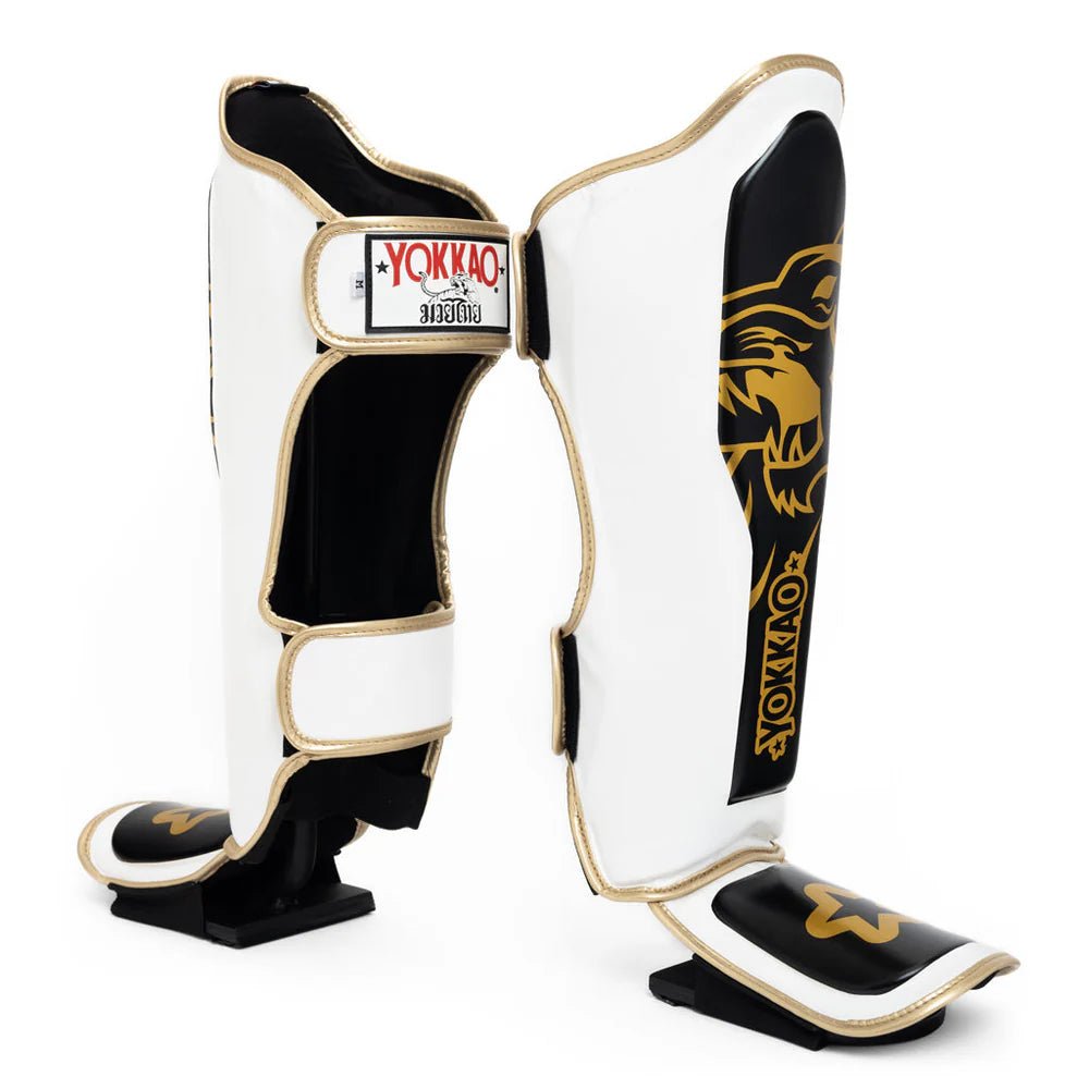 Yokkao Original Shin Guards Gold - Absolute White - Stone Fight Shop