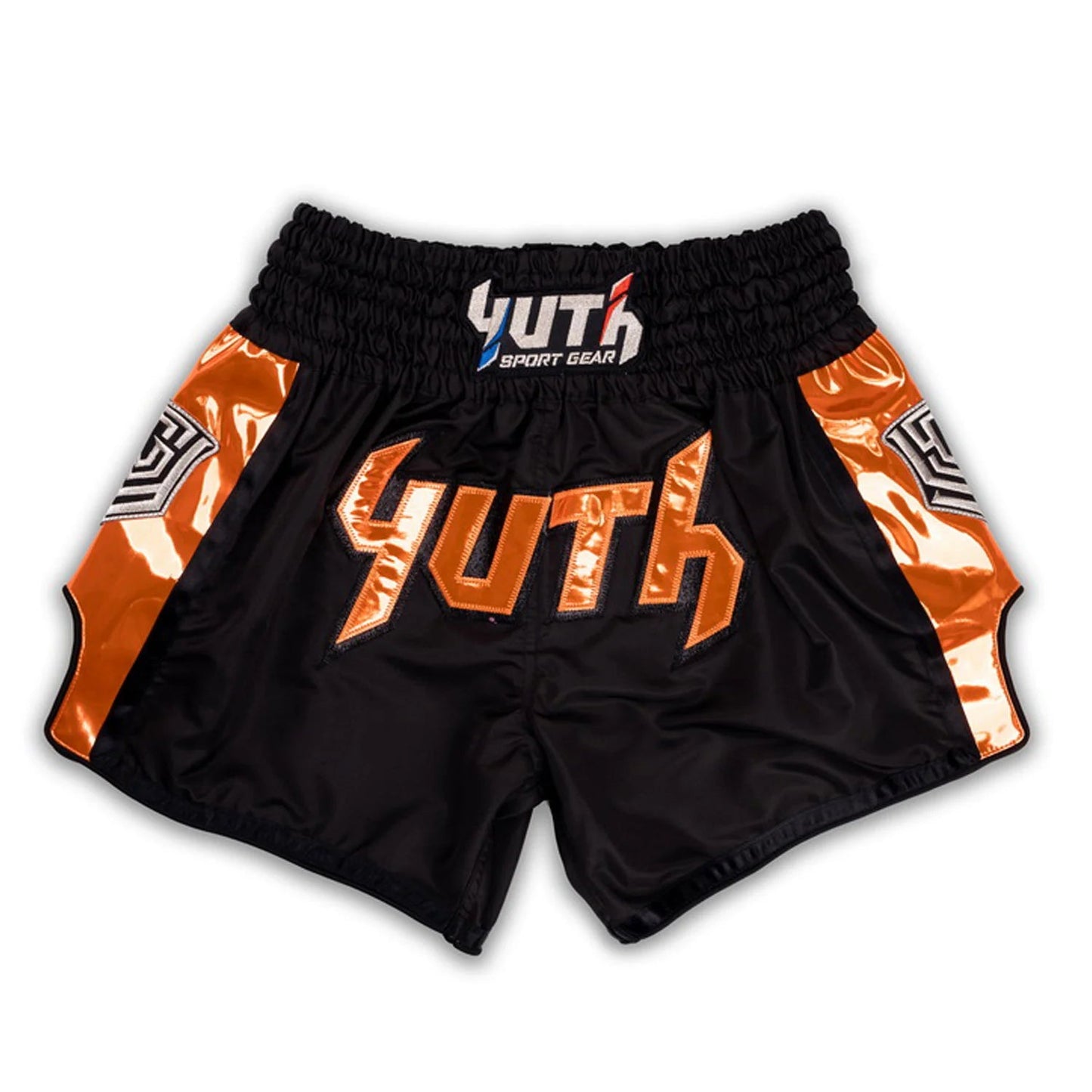 Yuth Hologram Muay Thai Shorts Black - Orange - Stone Fight Shop