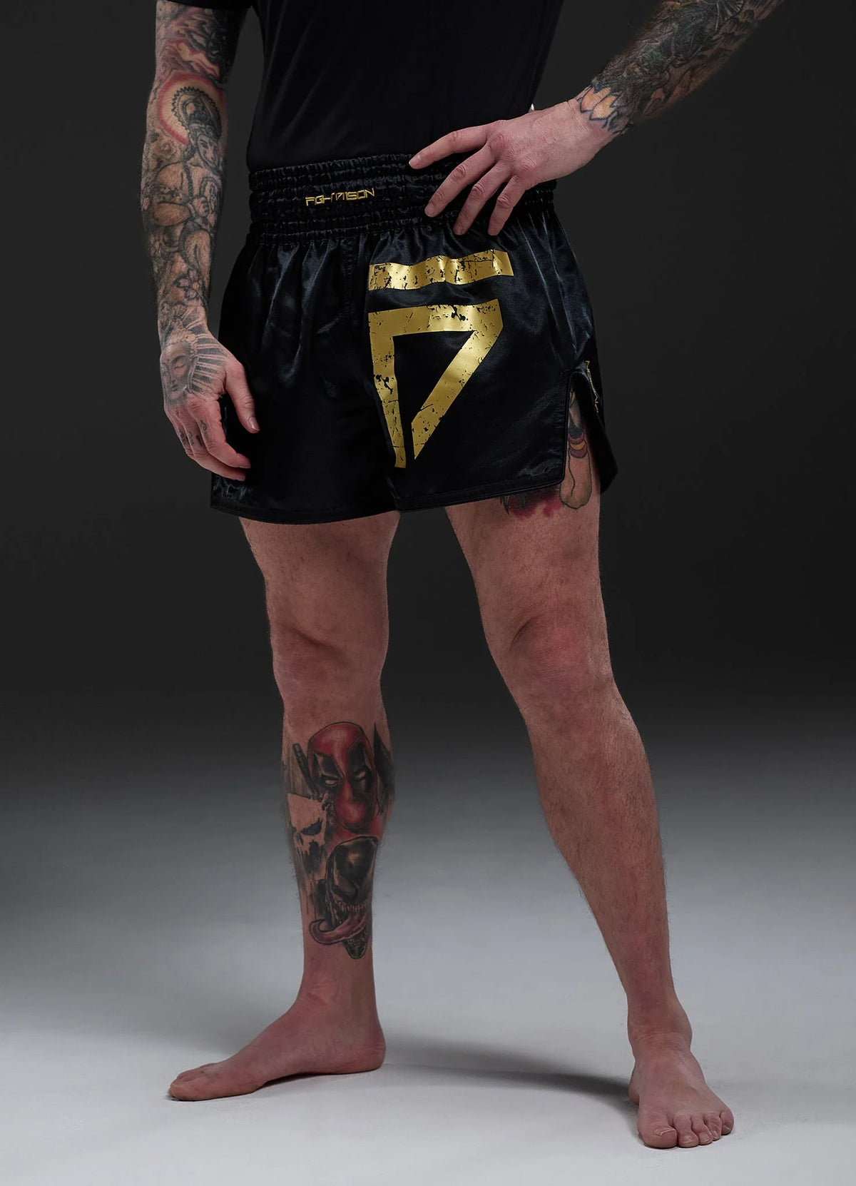 Gym King Fight Division Thai Boxing Short - Black/ Gold