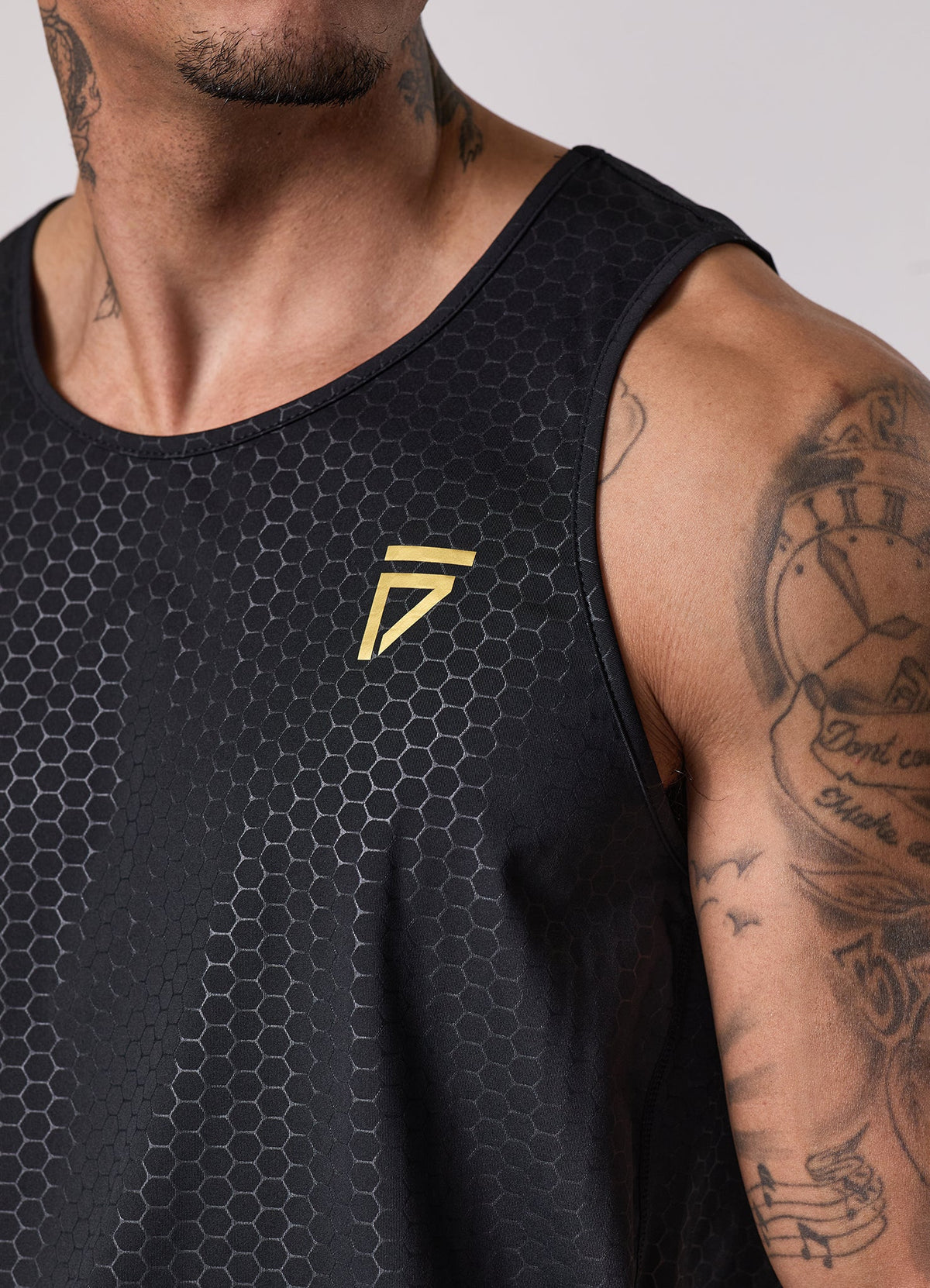 Gym King Fight Division Debossed Training Vest - Black/ Gold