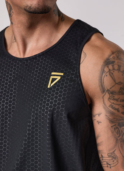 Gym King Fight Division Debossed Training Vest - Black/ Gold
