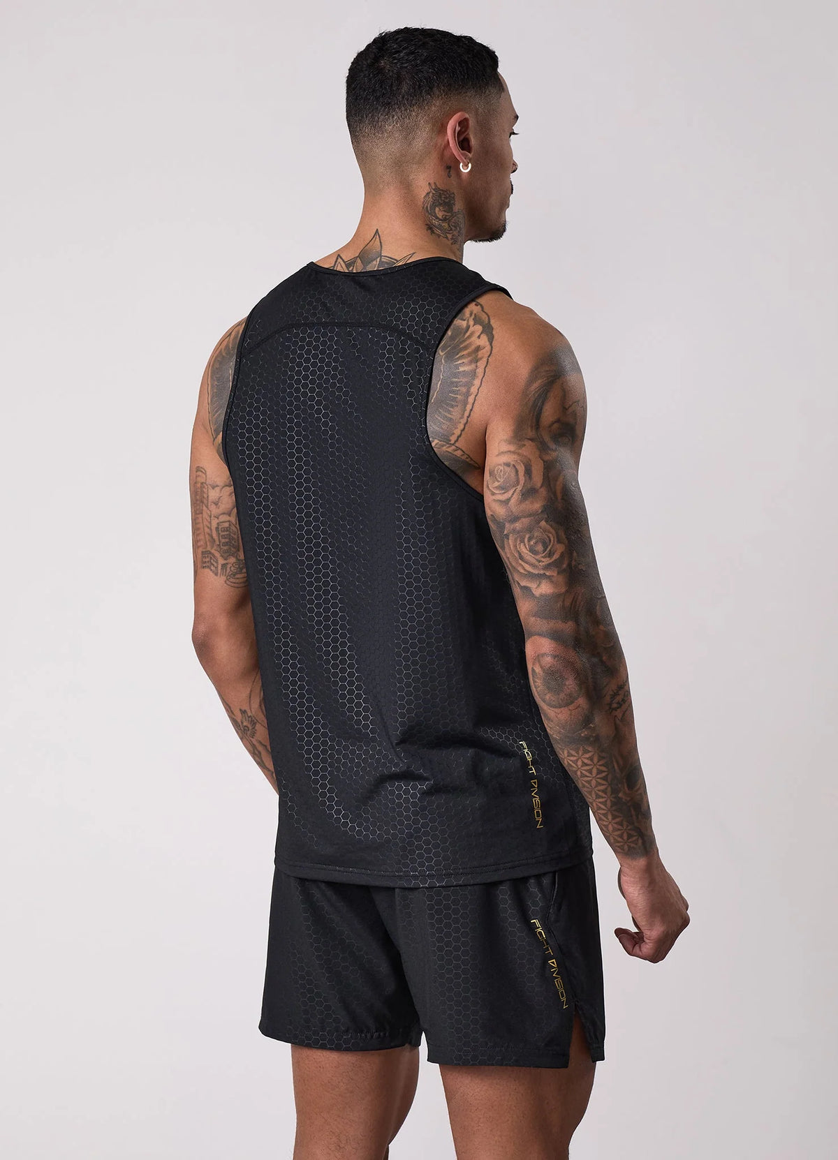 Gym King Fight Division Debossed Training Vest - Black/ Gold
