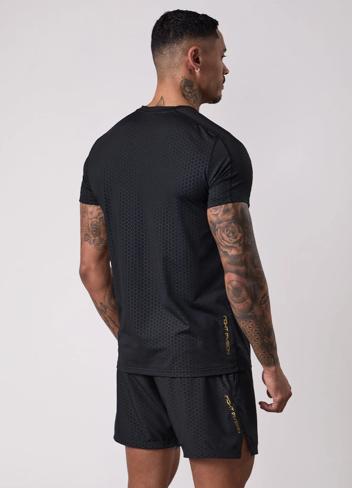 Gym King Fight Division Debossed Training T-Shirt - Black/ Gold