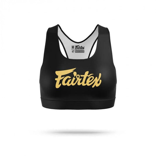 Fairtex Classic Sports Bra Black - Gold - Stone Fight Shop