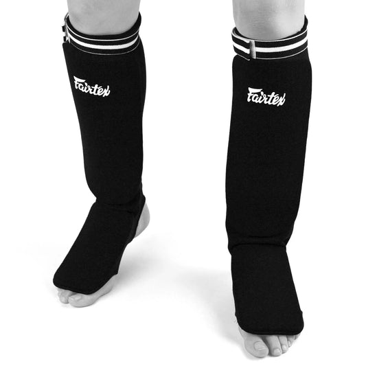 Fairtex Elastic Competition Shin Pads Black - Stone Fight Shop