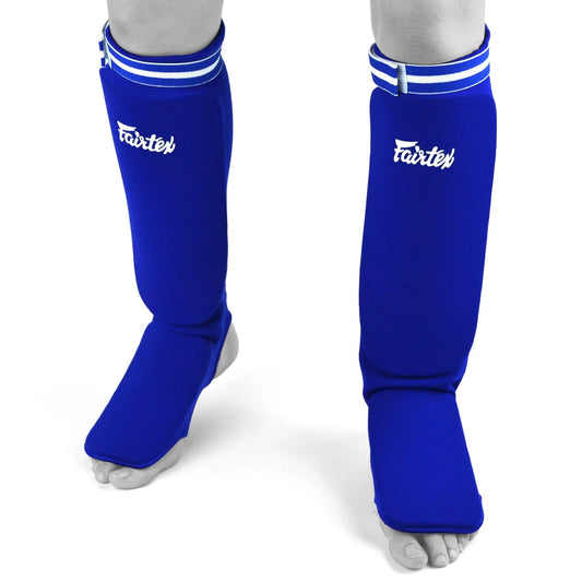 Fairtex Elastic Competition Shin Pads Blue - Stone Fight Shop
