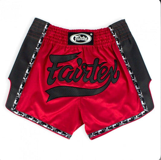 Fairtex Red-Black Slim Cut Muay Thai Shorts - Stone Fight Shop