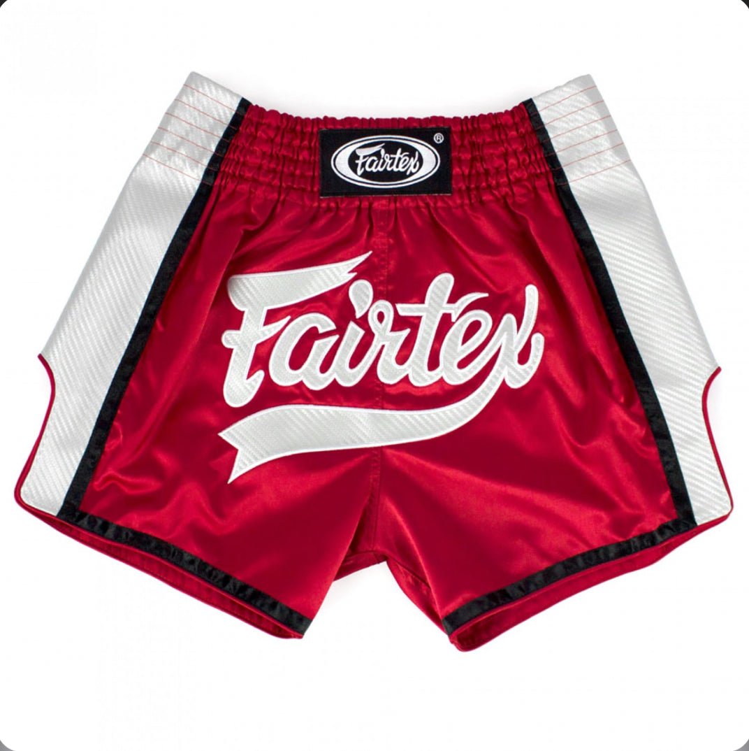 Fairtex Red-White Slim Cut Muay Thai Shorts - Stone Fight Shop