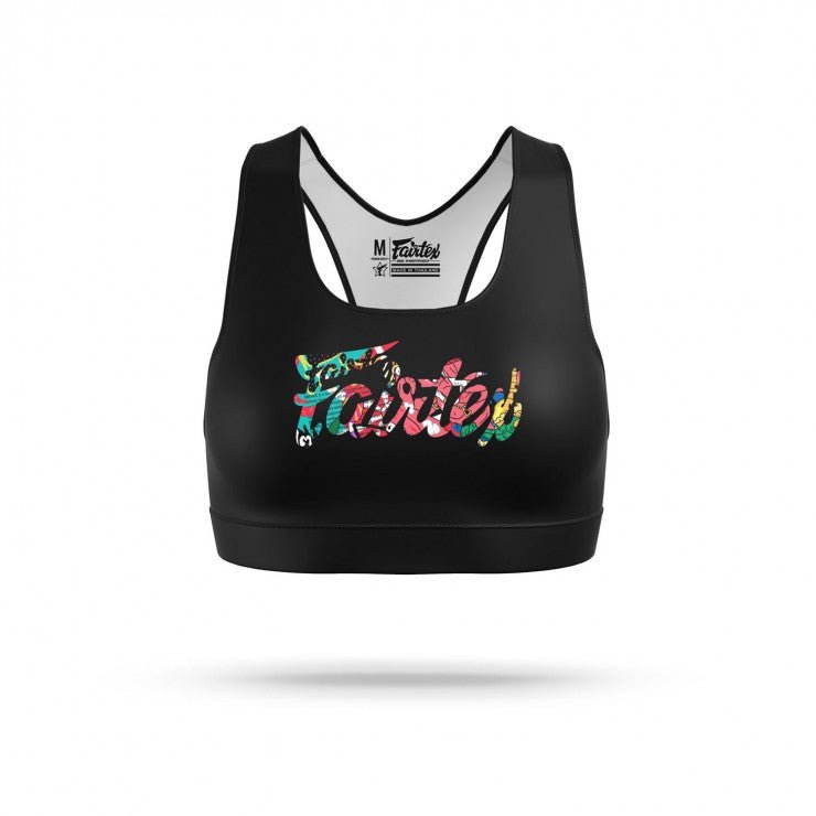 Fairtex URFACE Script Sports Bra Black - Stone Fight Shop