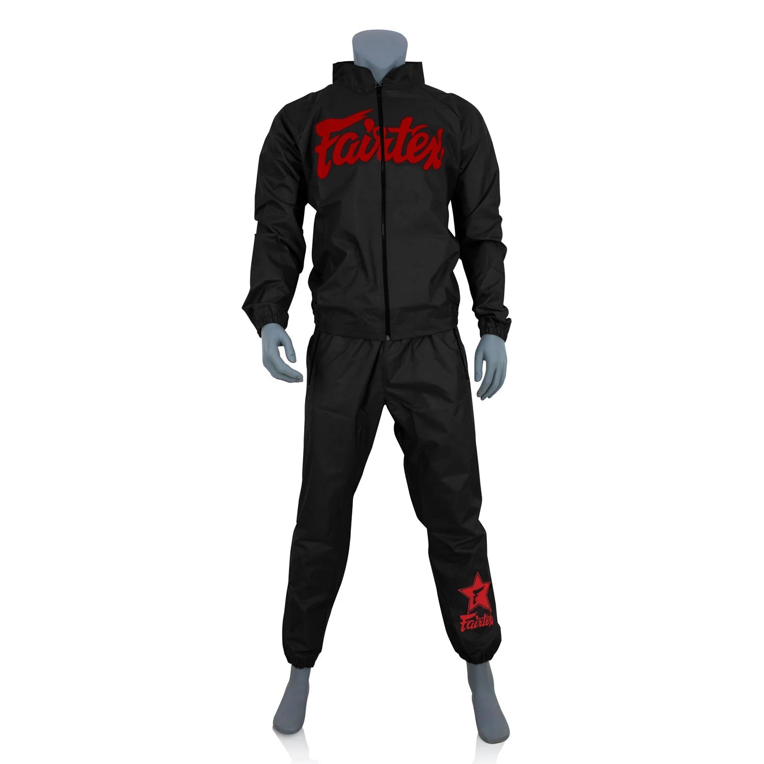 Fairtex Vinyl Sweatsuit Black - Red - Stone Fight Shop