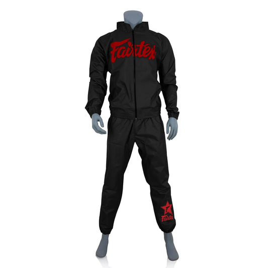 Fairtex Vinyl Sweatsuit Black - Red - Stone Fight Shop