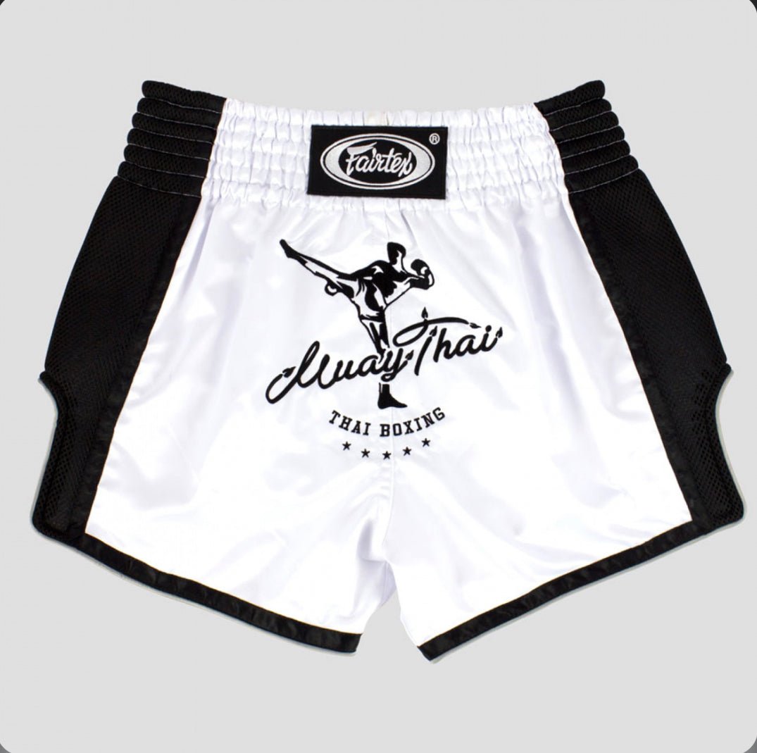 Fairtex White Slim Cut Muay Thai Shorts - Stone Fight Shop