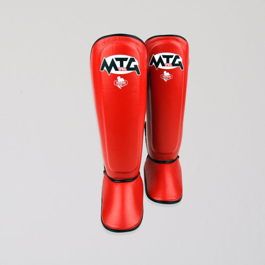 MTG Leather Shin Guards - Red - Stone Fight Shop