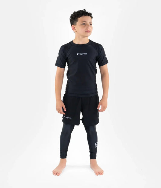 Progress Jiu-Jitsu Kids Academy Rashguard - Black - Stone Fight Shop