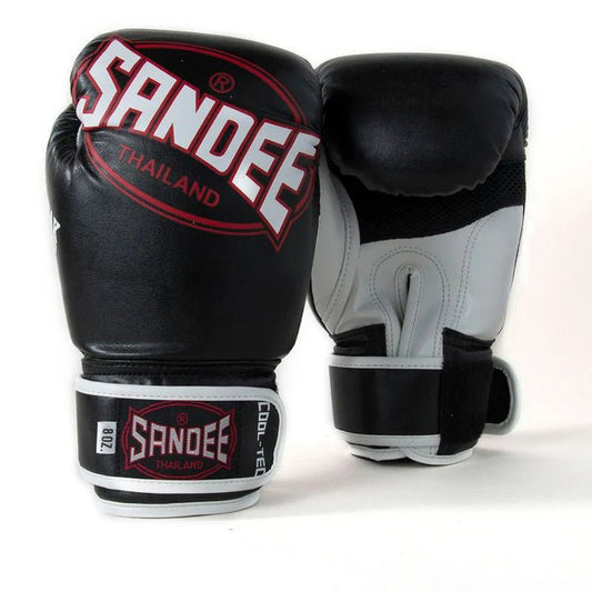 Sandee Cool - Tec Velcro Synthetic Leather Boxing Gloves - Black - Stone Fight Shop