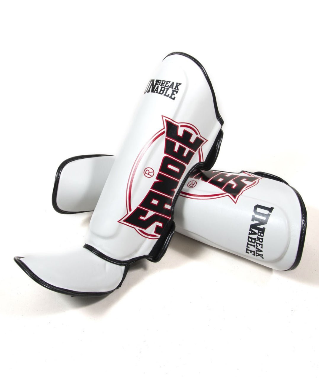 Sandee Cool-Tec White, Black & Red Synthetic Leather Boot Shinguard - Stone Fight Shop