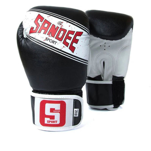 Sandee Sport Velcro Synthetic Leather Boxing Gloves - Black - Stone Fight Shop