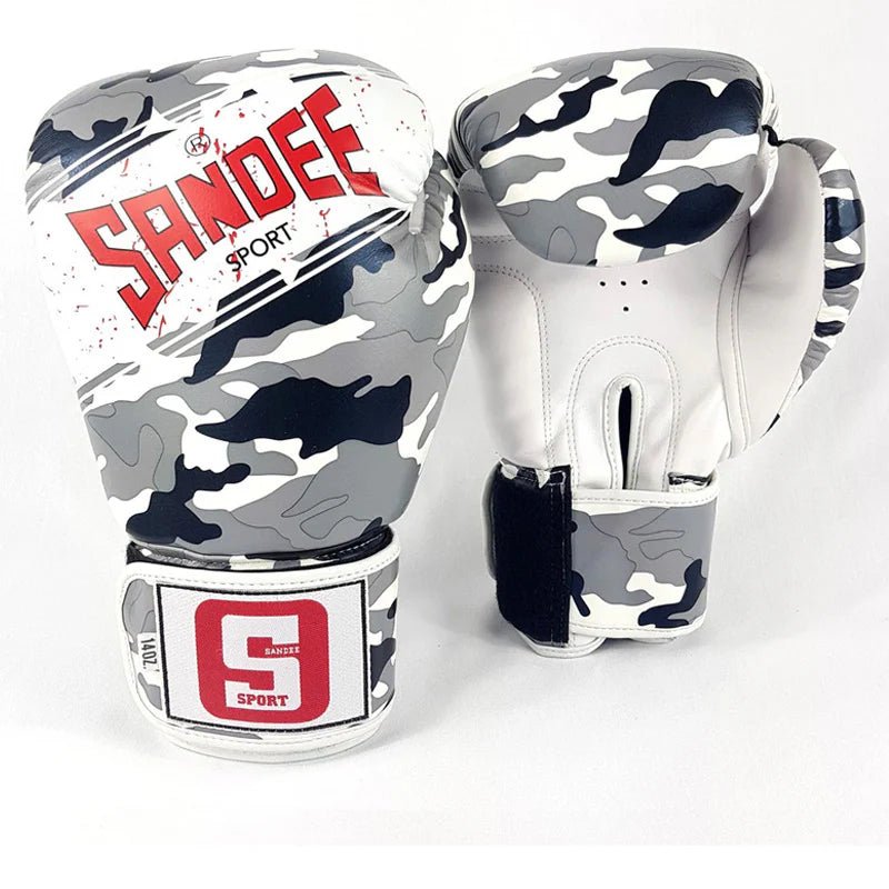 Sandee Sport Velcro Synthetic Leather Boxing Gloves - Camo - Stone Fight Shop