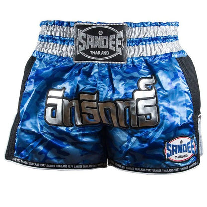 Sandee Thai Shorts - Supernatural Power - Blue/ Carbon/ Silver/ Black - Stone Fight Shop