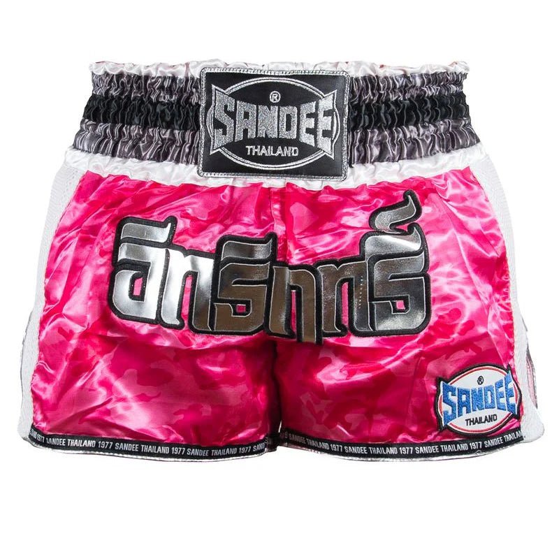 Sandee Thai Shorts - Supernatural Power - Pink/ White/ Silver/ Black - Stone Fight Shop